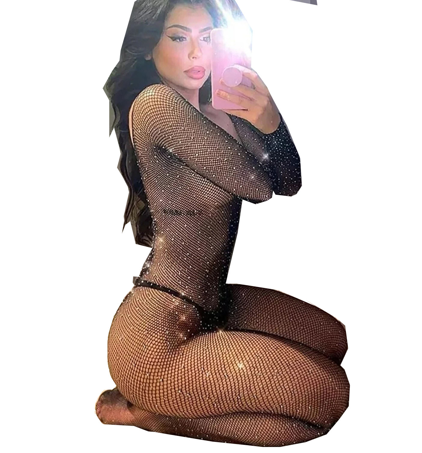 Fishnet Stocking Women - 플러스 사이즈 에로틱 섹시 란제리 블링
