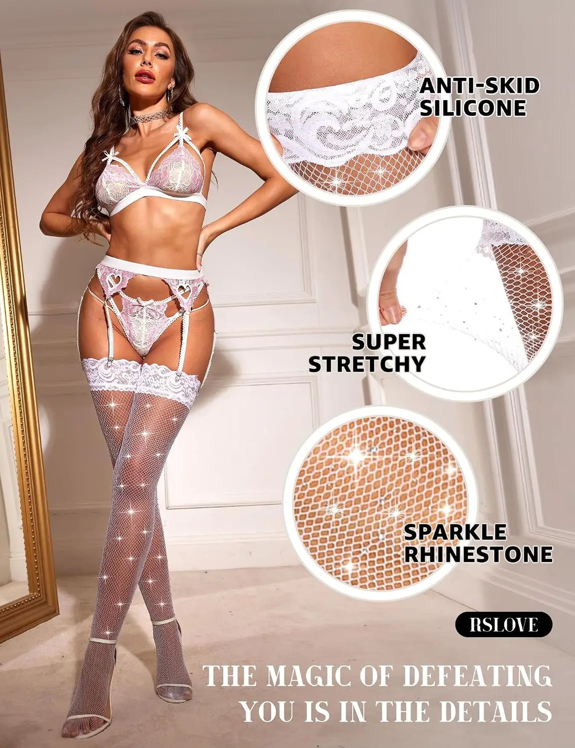 여성용 섹시한 허벅지까지 오는 스타킹 반짝이는 라인스톤 - Fishnet Stocking Women 리뷰 및 가격