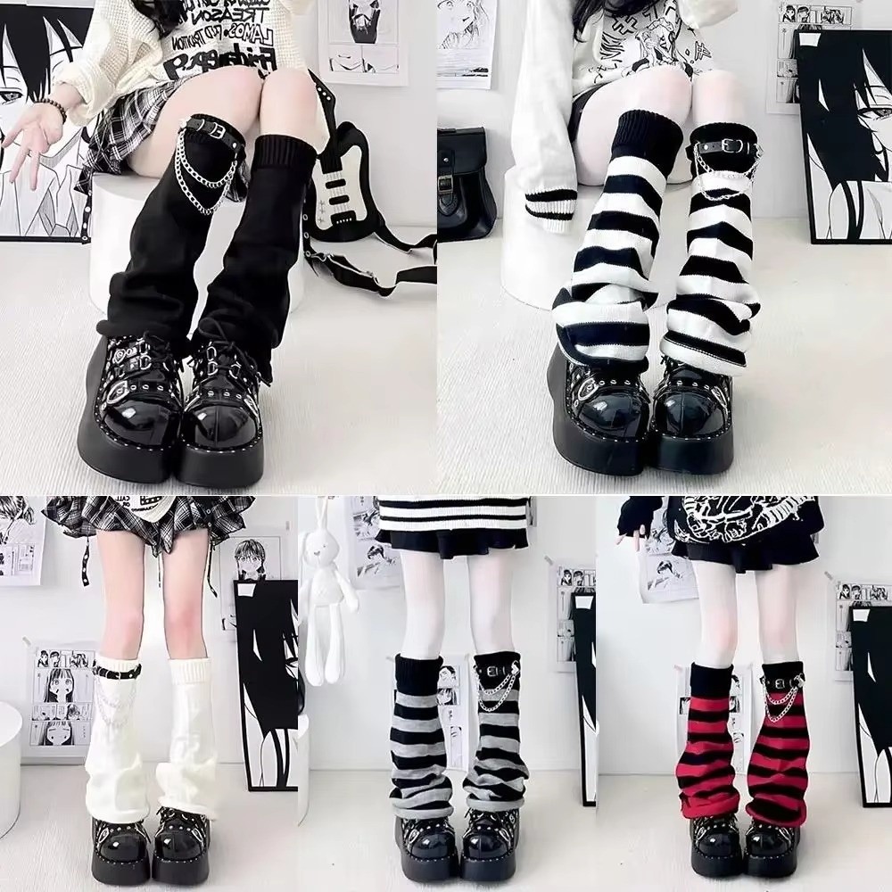 고딕 하라주쿠 니트 레그 워머, 루즈핏 스트라이프 니트 - Boot Sock Slouchy 리뷰 및 가격
